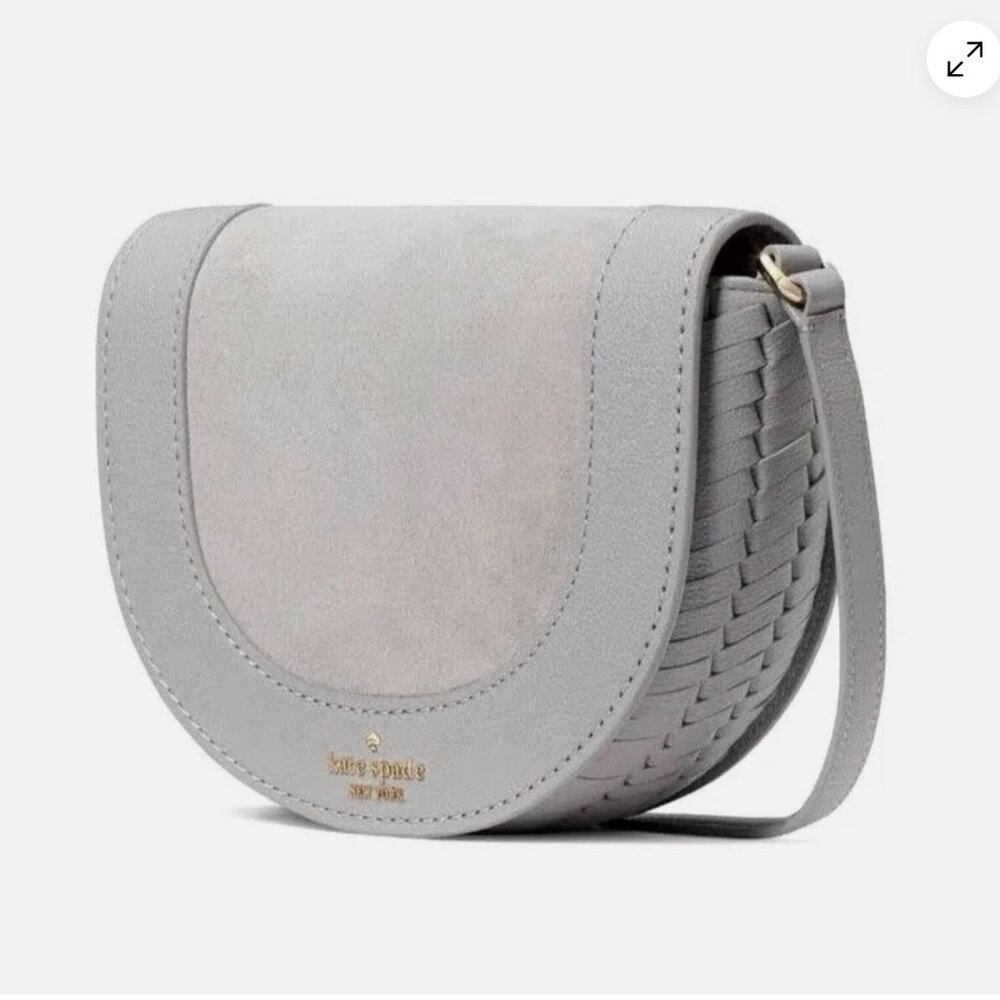 KATE SPADE Luna Crescent Crossbody Grey Suede Leather
